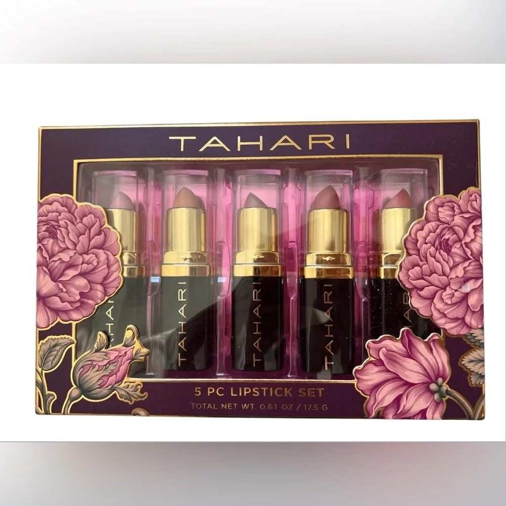 Tahari Lipstick Set 5-Piece Gift Set Glossy Long-Lasting Moisturizing Lipstick